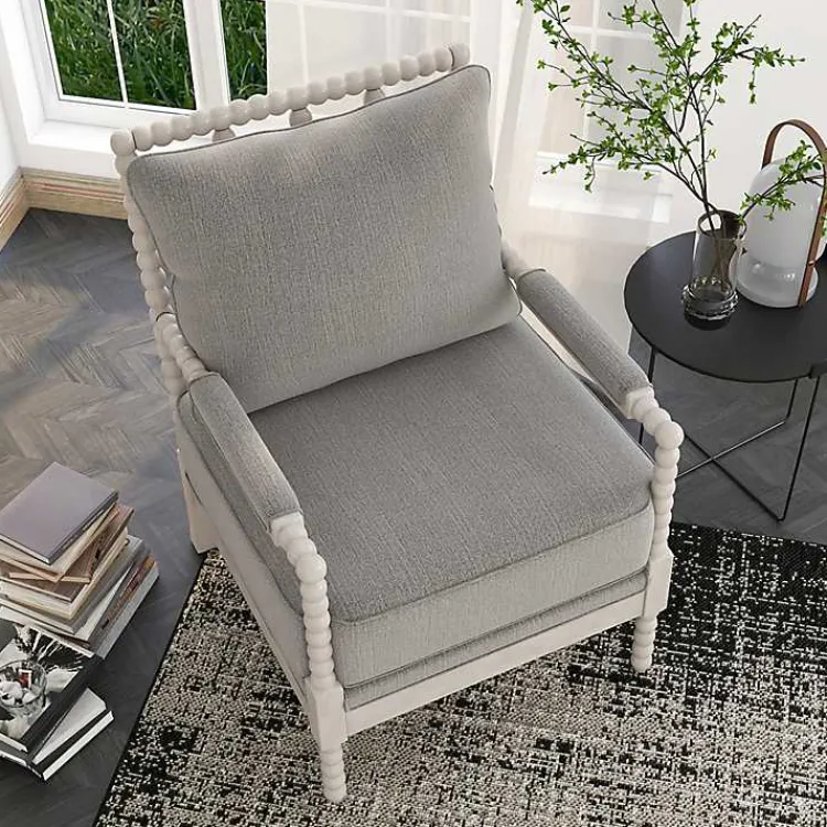 Kirklands Home and White Beaded Frame Accent Chair Gray Outlet
