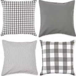 Pillows>Kirklands Home and White Check Pillow Covers, Set of 4 Gray