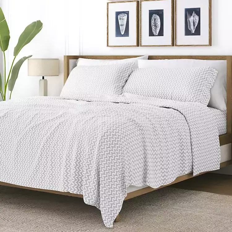 Kirklands Home Gray and White Chevron 3-pc. Twin Sheet Set Outlet