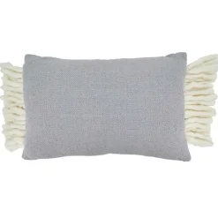 Pillows>Kirklands Home Gray and White Chunky Fringe Lumbar Pillow