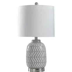 Kirklands Home Gray and Etched Table Lamp White Discount