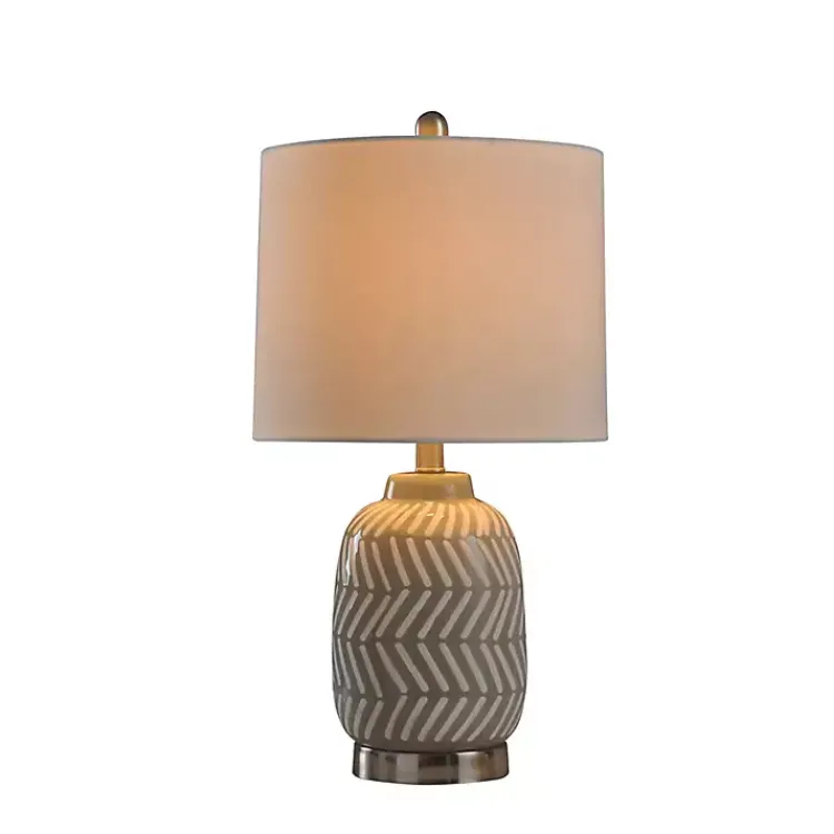 Kirklands Home Gray and Etched Table Lamp White Discount
