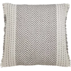 Pillows>Kirklands Home Gray and White Kantha Chevron Pillow