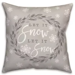 Christmas Pillows>Kirklands Home Gray and White Let it Snow Wreath Pillow