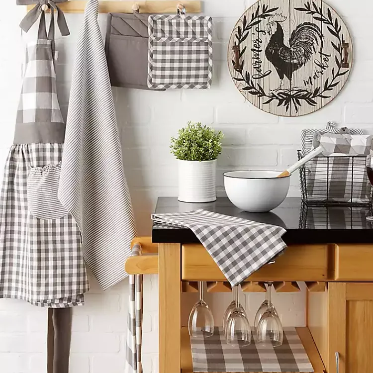Kirklands Home and White Multiprint 4-pc. Pot Holder Set Gray Clearance