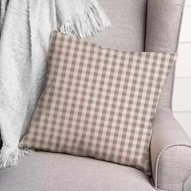 Pillows>Kirklands Home Gray and White Plaid Pillow