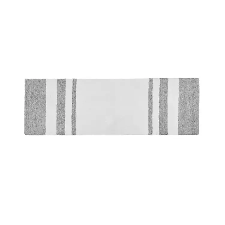 Kirklands Home Gray and White Reversible Bath Runner Outlet