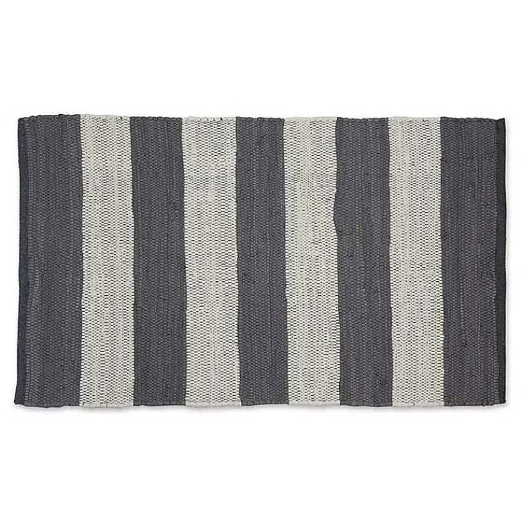 Kirklands Home and White Stripe Cotton Accent Rug, 2x3 Gray Discount