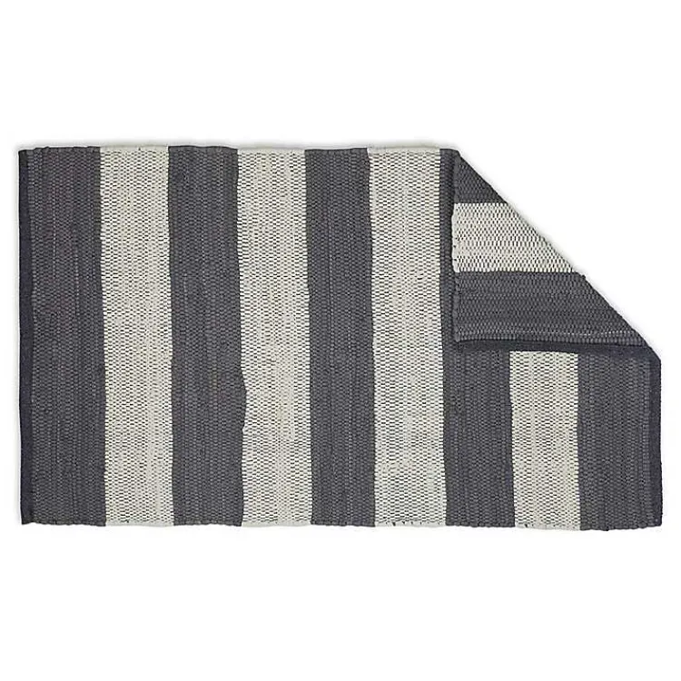 Kirklands Home and White Stripe Cotton Accent Rug, 2x3 Gray Discount