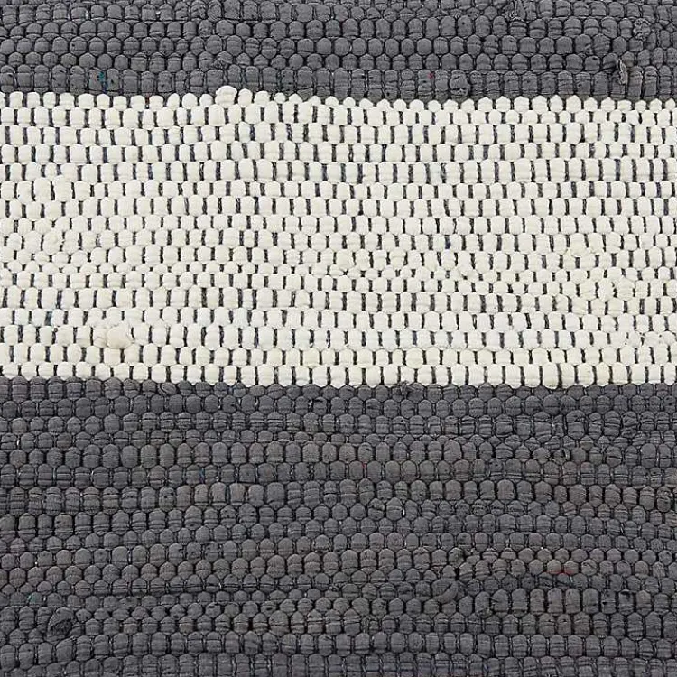 Kirklands Home and White Stripe Cotton Accent Rug, 2x3 Gray Discount