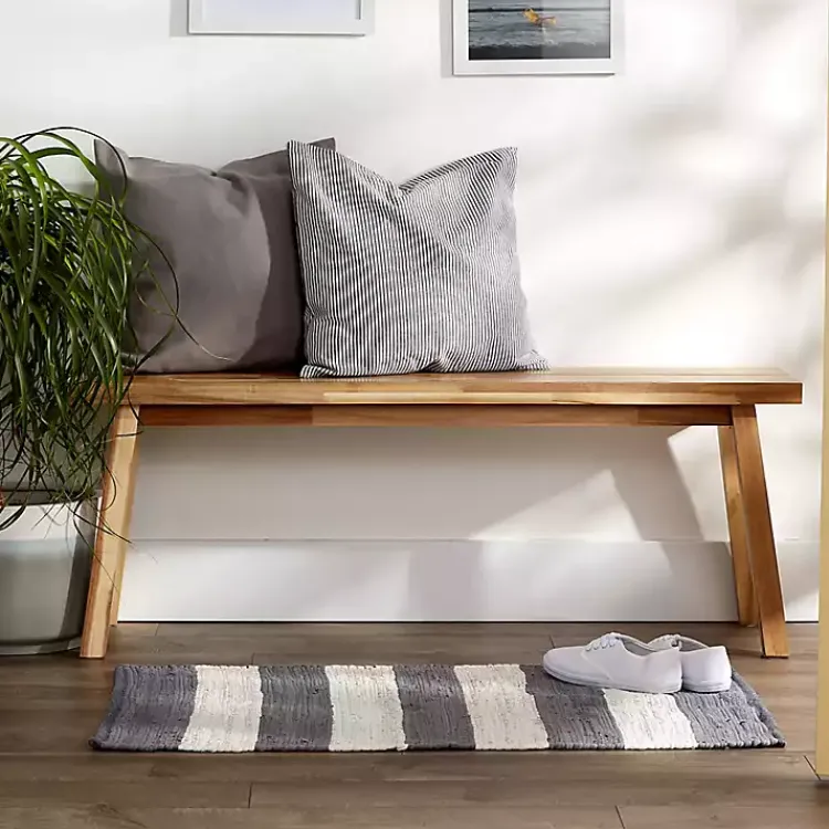 Kirklands Home and White Stripe Cotton Accent Rug, 2x3 Gray Discount