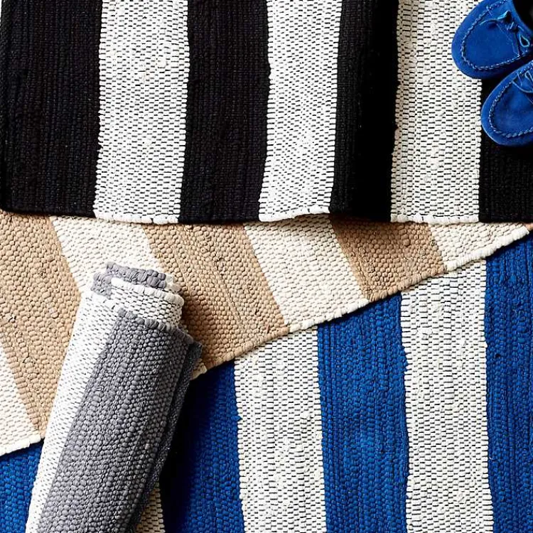 Kirklands Home and White Stripe Cotton Accent Rug, 2x3 Gray Discount