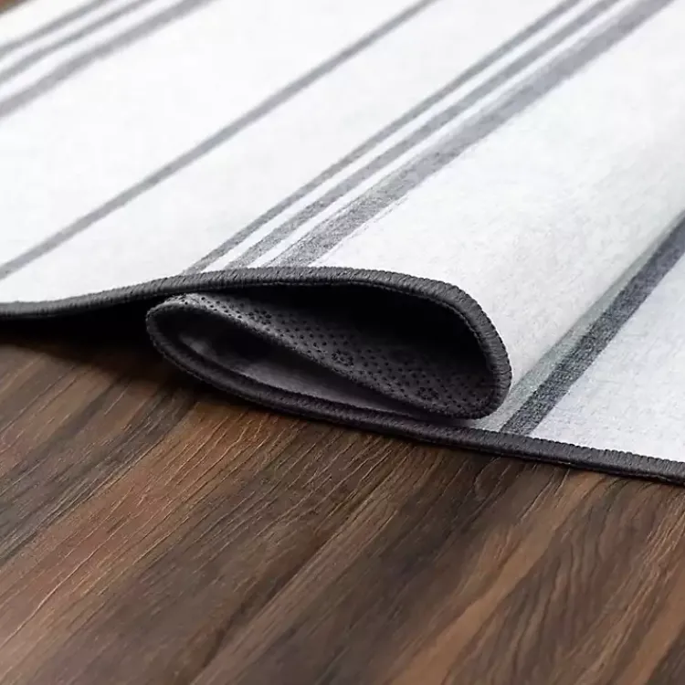Kirklands Home Gray and White Stripe Washable Runner, 2x7 Clearance