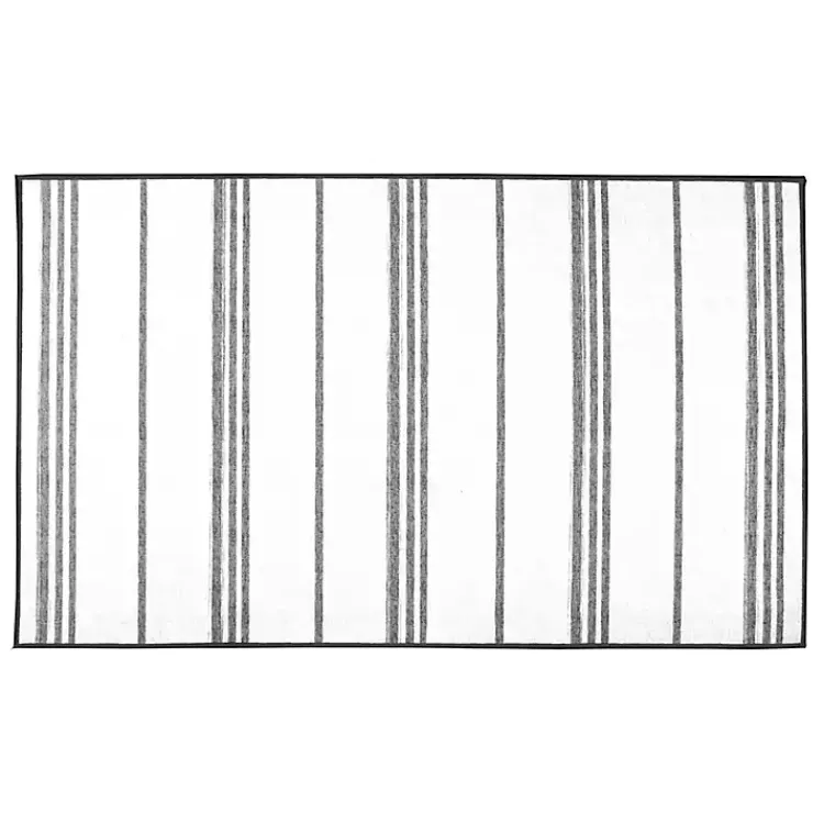 Kirklands Home Gray and White Stripe Washable Area Rug, 3x5 Outlet
