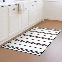 Kirklands Home Gray and White Stripe Washable Area Rug, 3x5 Outlet