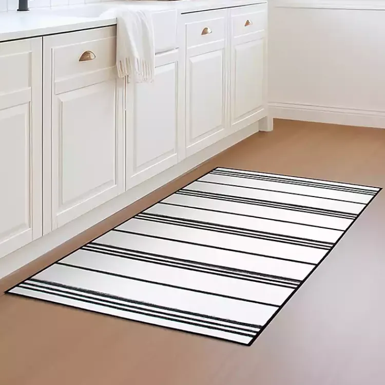 Kirklands Home Gray and White Stripe Washable Area Rug, 3x5 Outlet