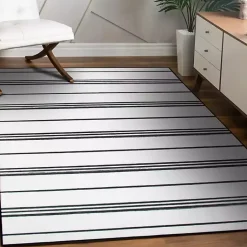 Kirklands Home Gray and White Stripe Washable Area Rug, 5x7 Online