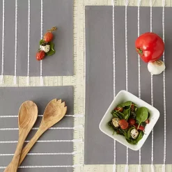 Kirklands Home and White Striped Placemats, Set of 4 Gray Clearance