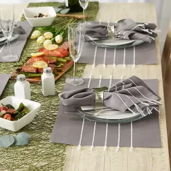 Kirklands Home and White Striped Placemats, Set of 4 Gray Clearance