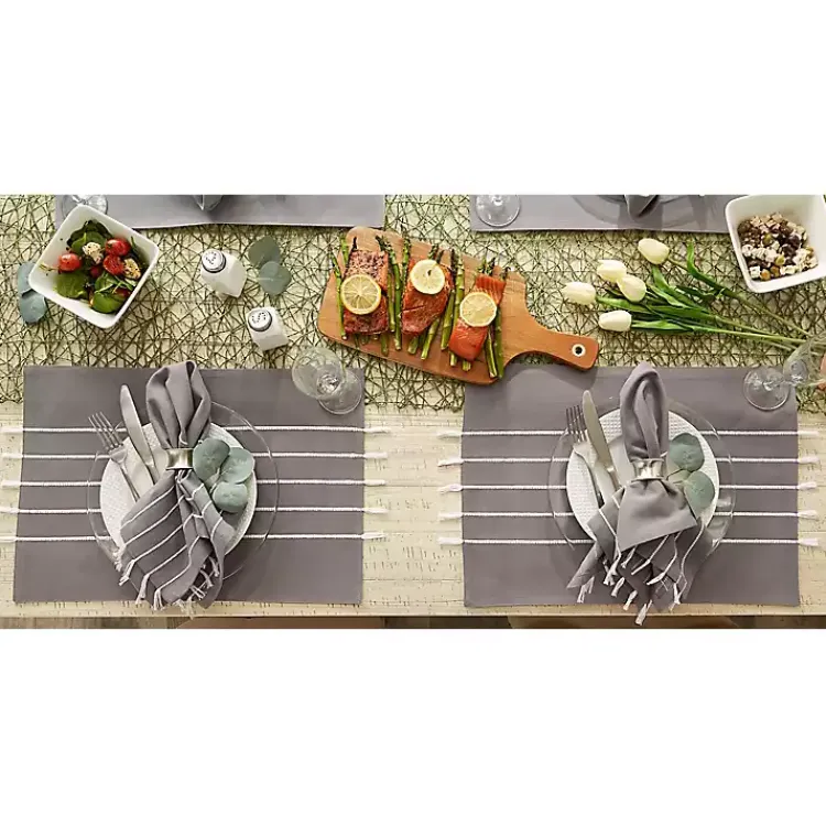 Kirklands Home and White Striped Placemats, Set of 4 Gray Clearance