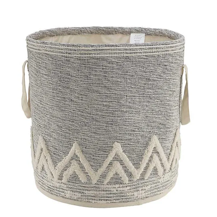 Baskets & Boxes>Kirklands Home Gray and White Tuft Peaks Storage Basket