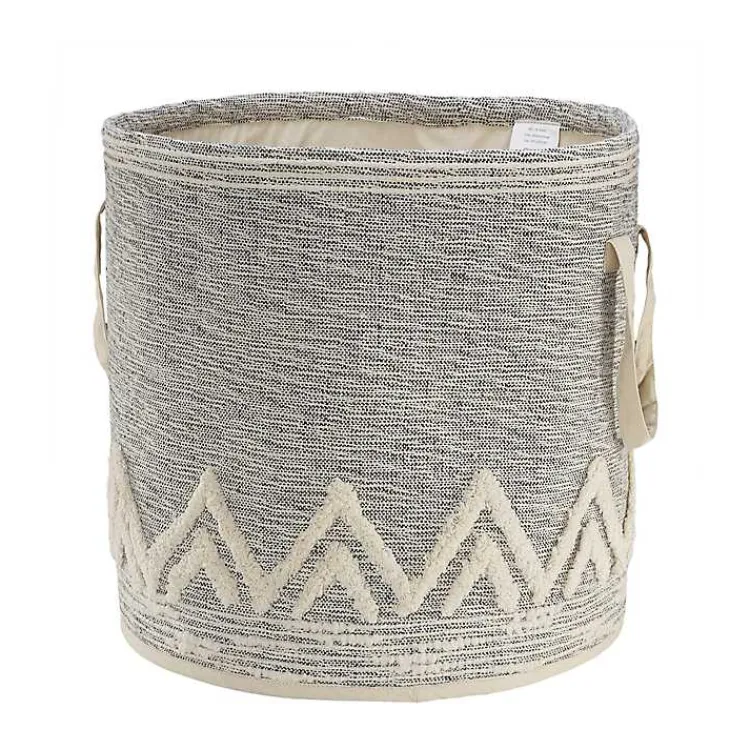 Baskets & Boxes>Kirklands Home Gray and White Tuft Peaks Storage Basket
