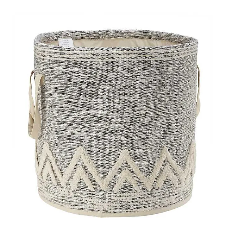 Baskets & Boxes>Kirklands Home Gray and White Tuft Peaks Storage Basket