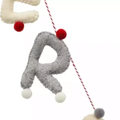 Christmas Art & Wall Decor>Kirklands Home Gray and White Wool Merry Christmas Banner