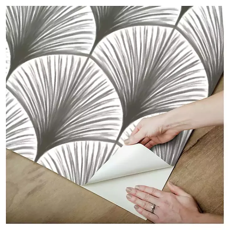 Kirklands Home Gray Art Deco Fans Peel & Stick Wallpaper New