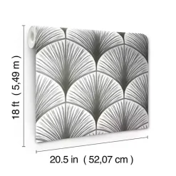 Kirklands Home Gray Art Deco Fans Peel & Stick Wallpaper New