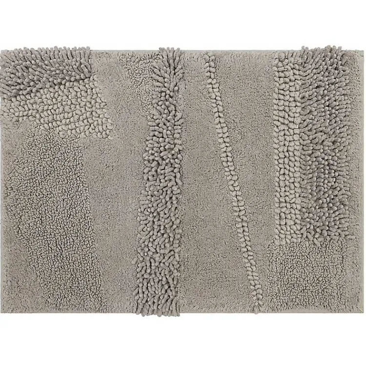Kirklands Home Asymmetrical Cotton Bath Mat, 34 in. Gray Hot