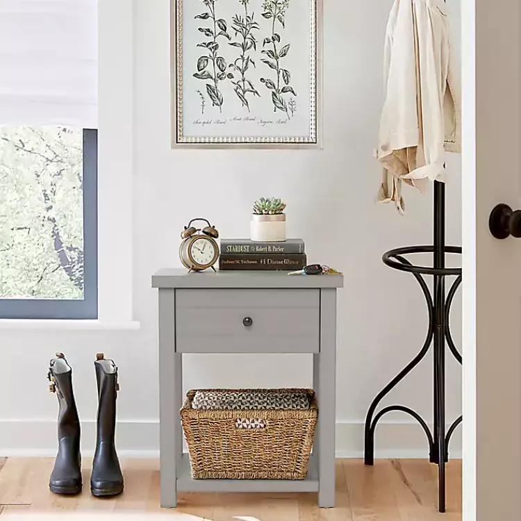 Kirklands Home Bailie Wooden Side Table Gray Outlet