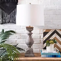 Kirklands Home Gray Balustrade Table Lamp White Clearance