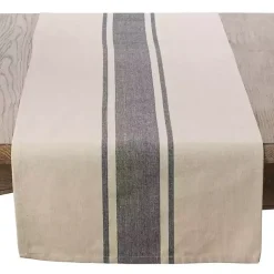 Kirklands Home Gray Banded Stripe Table Runner New