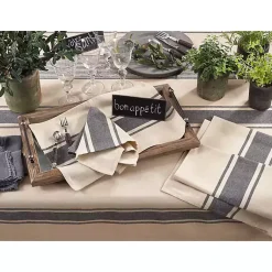 Kirklands Home Gray Banded Stripe Table Runner New