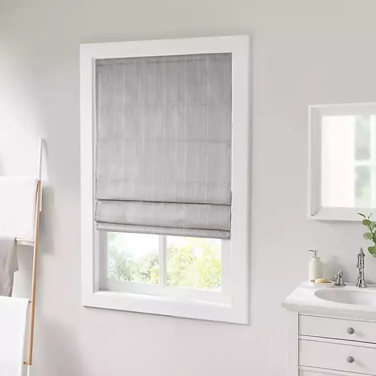 Kirklands Home Basketweave Cordless Roman Shade, 31 in. Gray