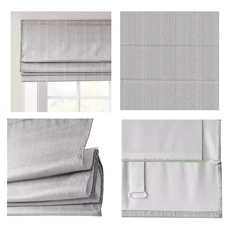 Kirklands Home Basketweave Cordless Roman Shade, 35 in. Gray Discount