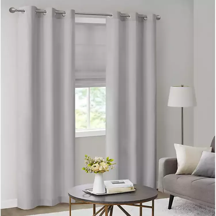 Kirklands Home Basketweave Curtain Panel Set, 84 in Gray Hot