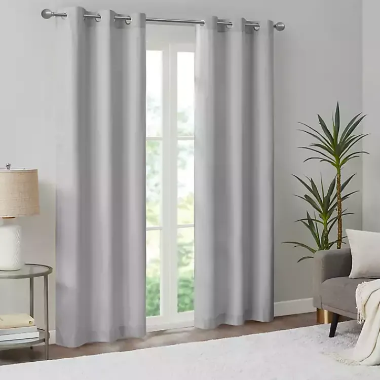 Kirklands Home Basketweave Curtain Panel Set, 84 in Gray Hot