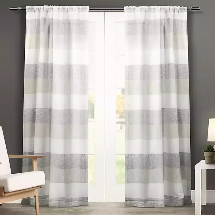 Kirklands Home Gray Becky Curtain Panel Set, 108 in. Clearance