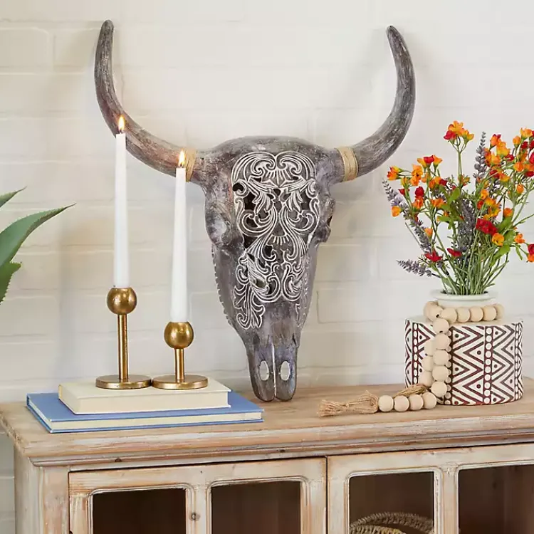 Kirklands Home Bohemian Bull Wall Plaque Gray Online
