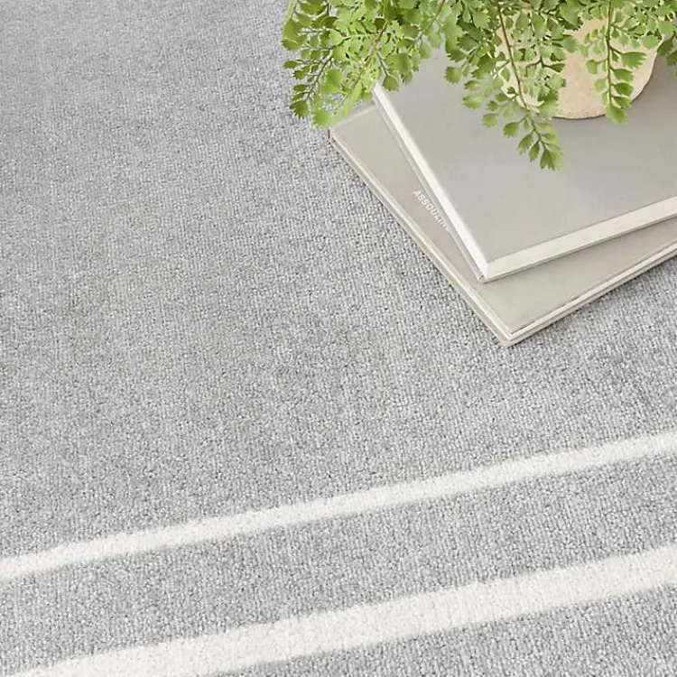 Kirklands Home Bordered Indoor/Outdoor Area Rug, 5x7 Gray New