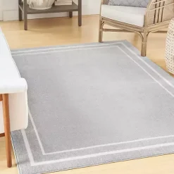 Kirklands Home Gray Bordered Indoor/Outdoor Area Rug, 6x9 Outlet