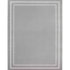 Kirklands Home Bordered Indoor/Outdoor Area Rug, 8x10 Gray Hot