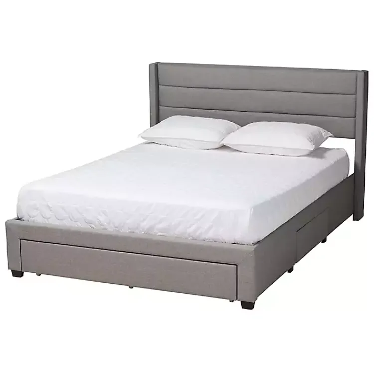 Kirklands Home Braylon Upholstered 3-Drawer Full Bed Gray Best