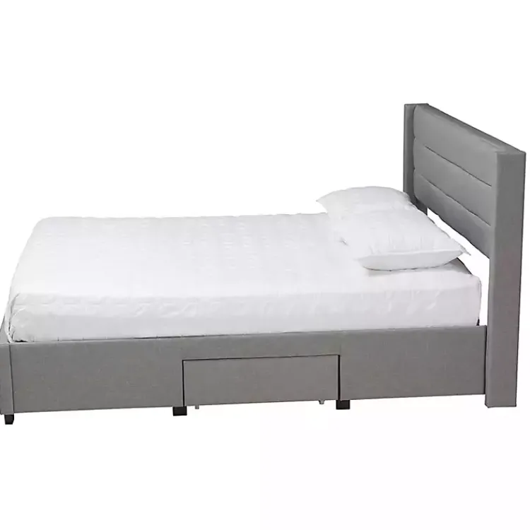 Kirklands Home Braylon Upholstered 3-Drawer Full Bed Gray Best