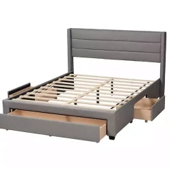 Kirklands Home Braylon Upholstered 3-Drawer Full Bed Gray Best