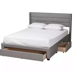 Kirklands Home Braylon Upholstered 3-Drawer Queen Bed Gray Online