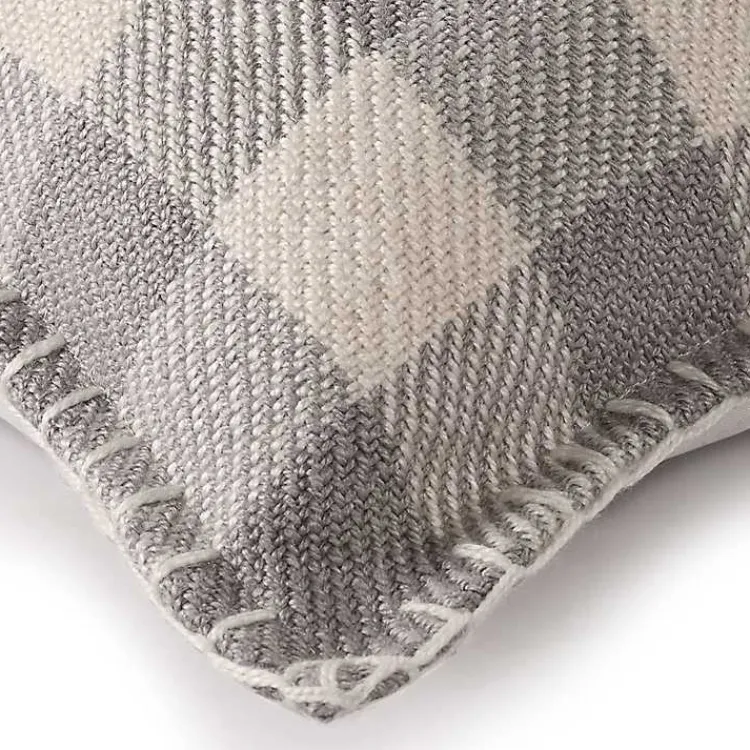 Kirklands Home Gray Buffalo Check Stitched Outdoor Throw Pillow Sale