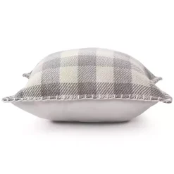 Kirklands Home Gray Buffalo Check Stitched Outdoor Throw Pillow Sale